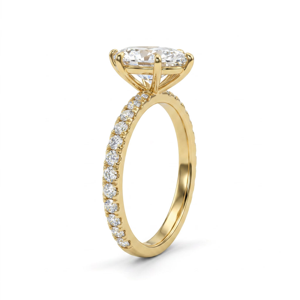 Solitaire Pavé Marquise Engagement Ring (3.03 ct. tw.) in 18K Yellow Gold