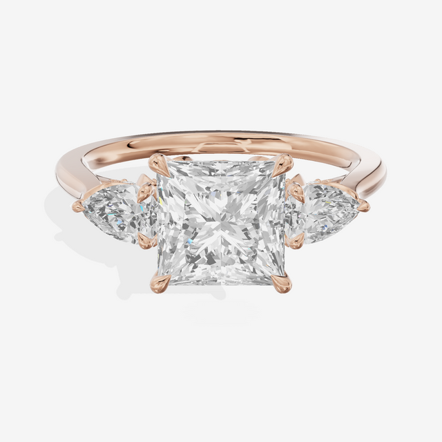 Modern Sincere Three Stone Princess Engagement Ring (1/2 ct. tw.) in 18K Rose Gold