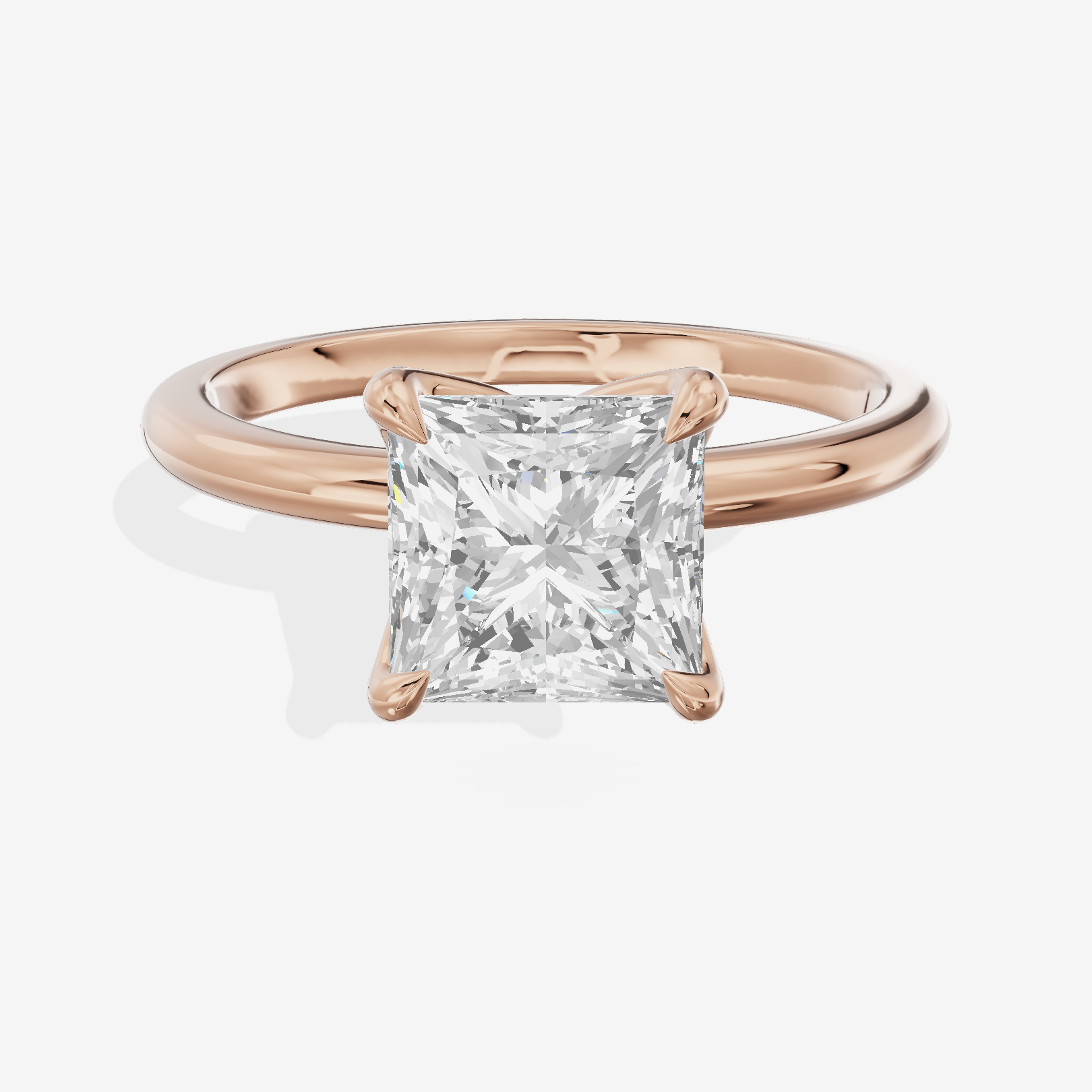 Modern Coeurine 1.5mm Princess Bezel Engagement Ring in 18K Rose Gold