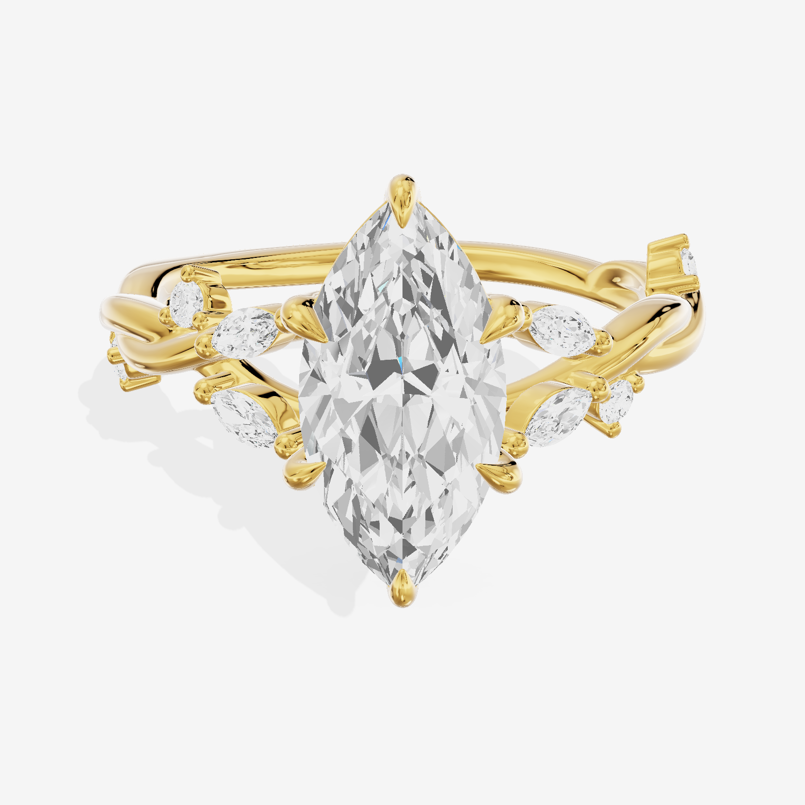 Twined Vowsae Marquise Twisted Engagement Ring (1/6 ct. tw.) in 18K Yellow Gold