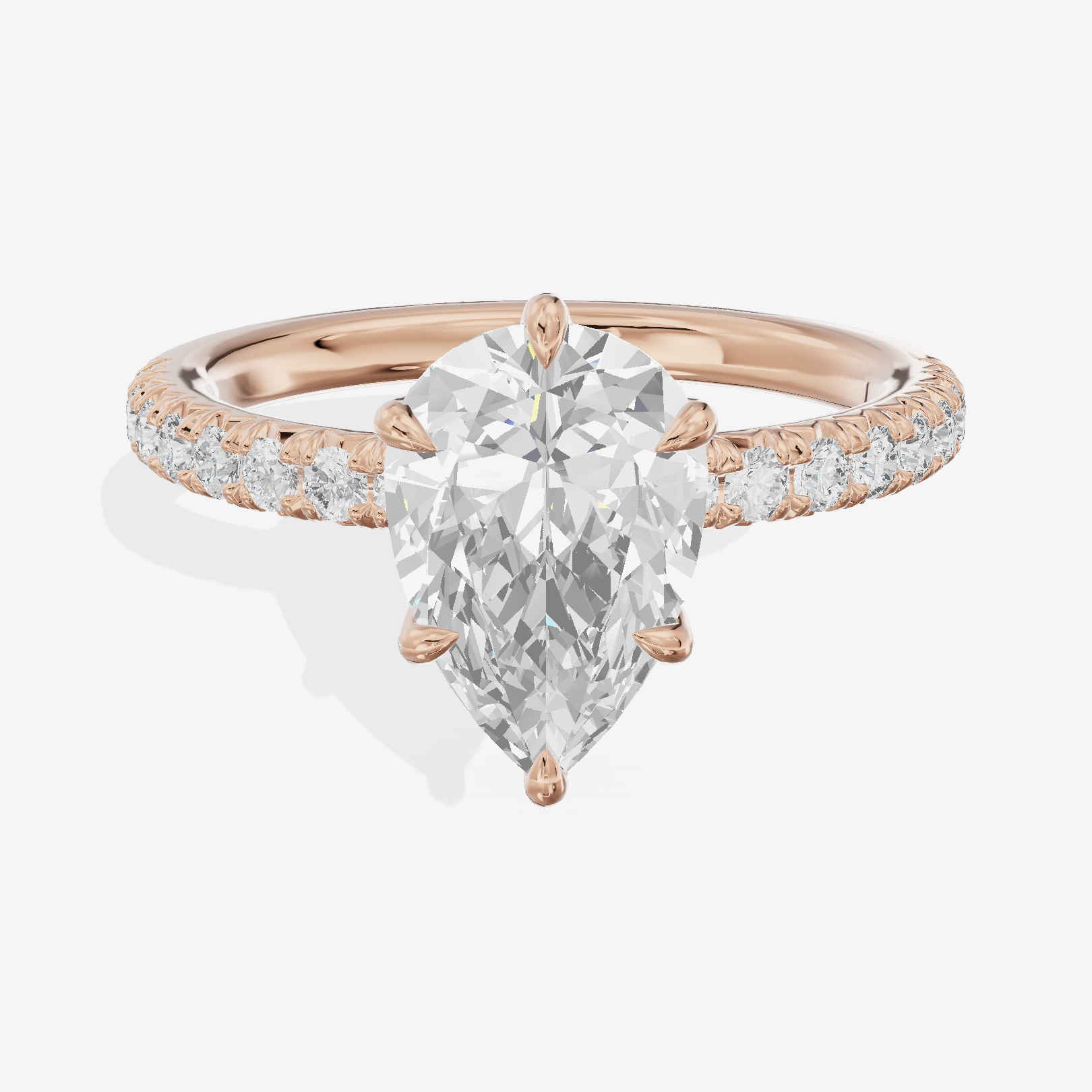 Bowed Whisper Pear Engagement Ring with Side Stones (1/4 ct. tw.) in 14K Rose Gold