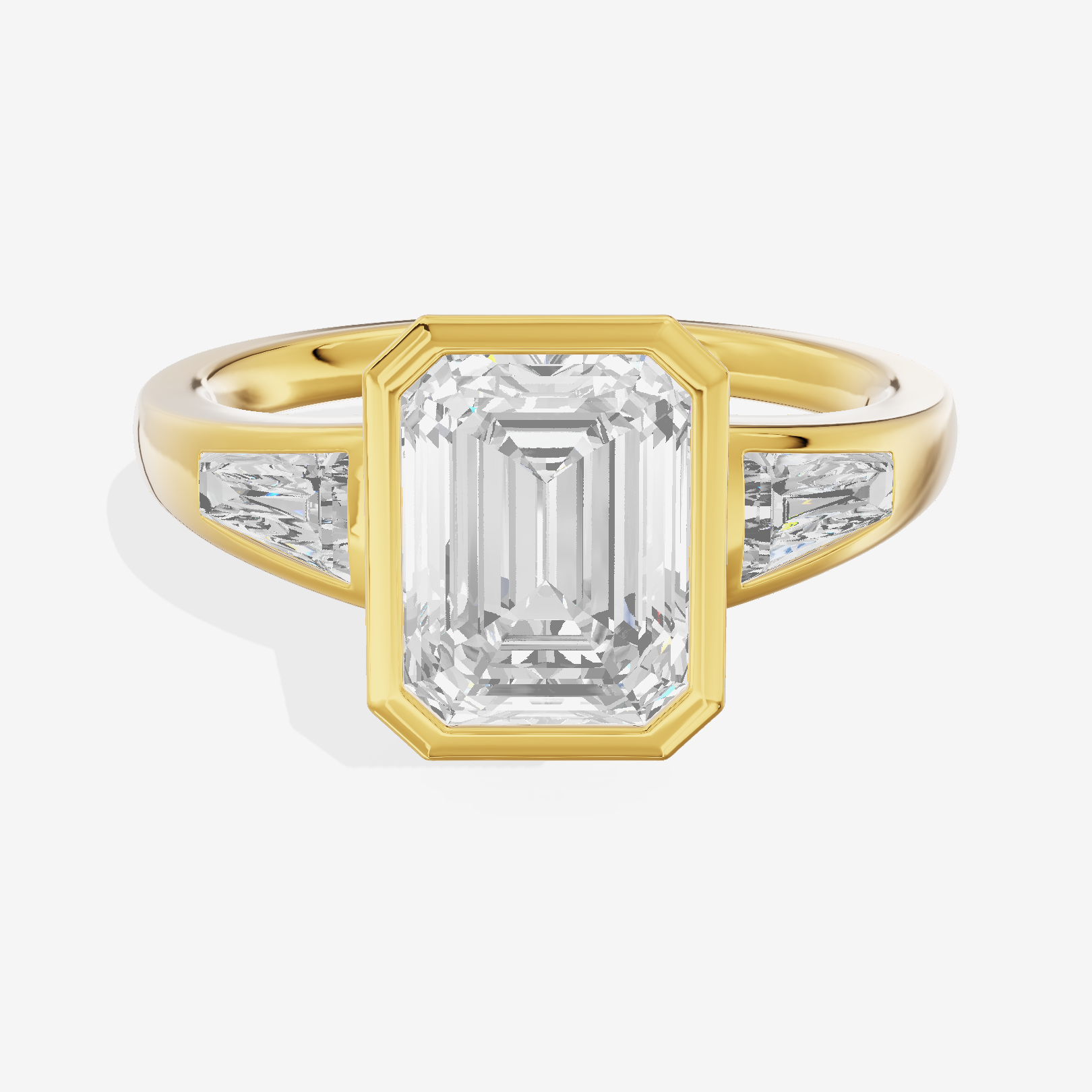 Modern Triade Emerald Three Stone Engagement Ring (1/2 ct. tw.) in 18K Yellow Gold