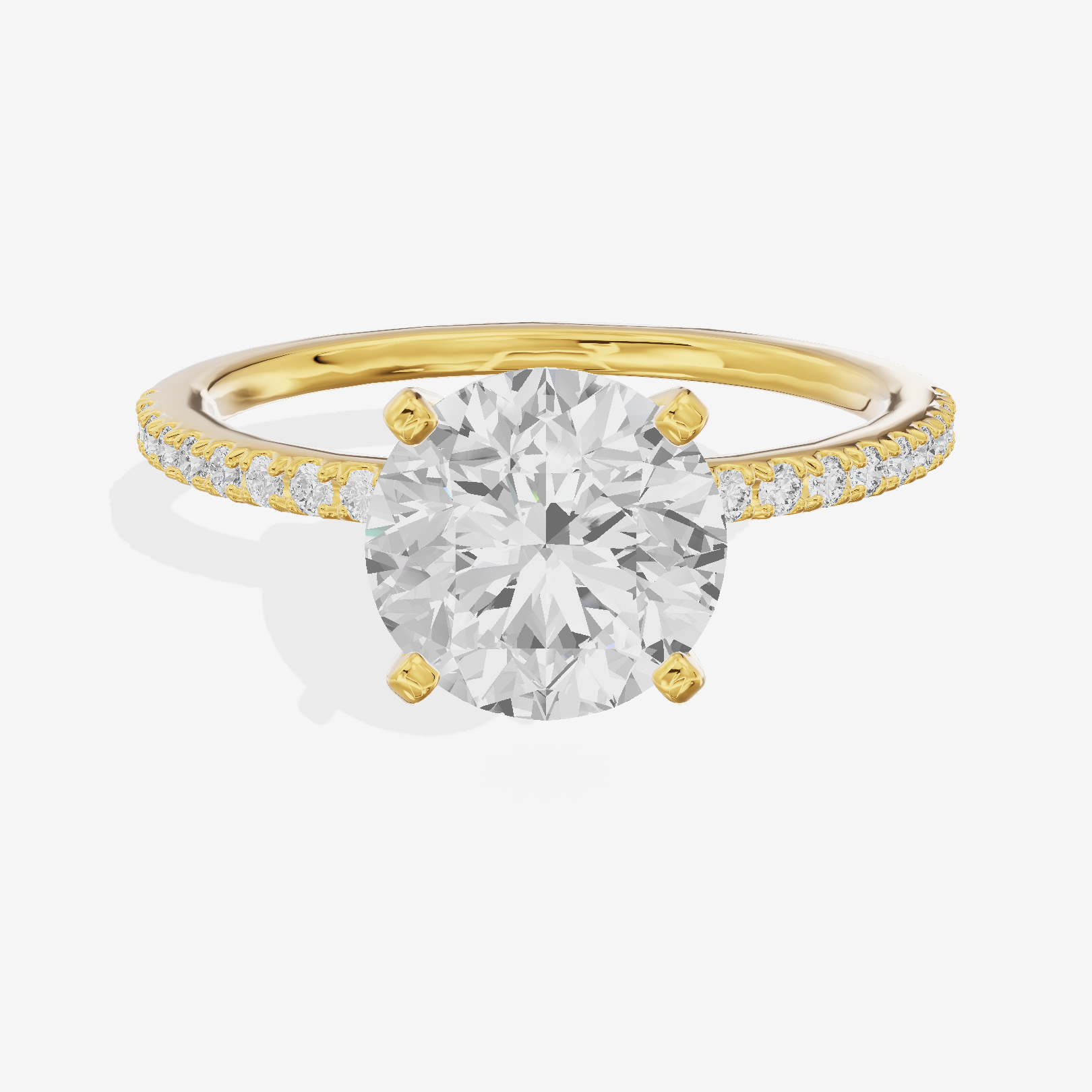 Grand Mayrelle Round Engagement Ring with Side Stones (1/8 ct. tw.) in 18K Yellow Gold