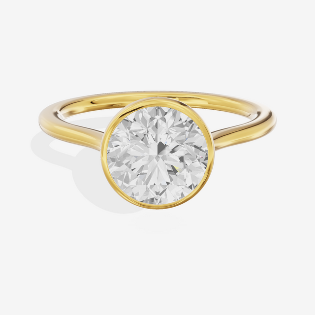 Petite Vowsae 1.5mm Round Bezel Engagement Ring in 18K Yellow Gold