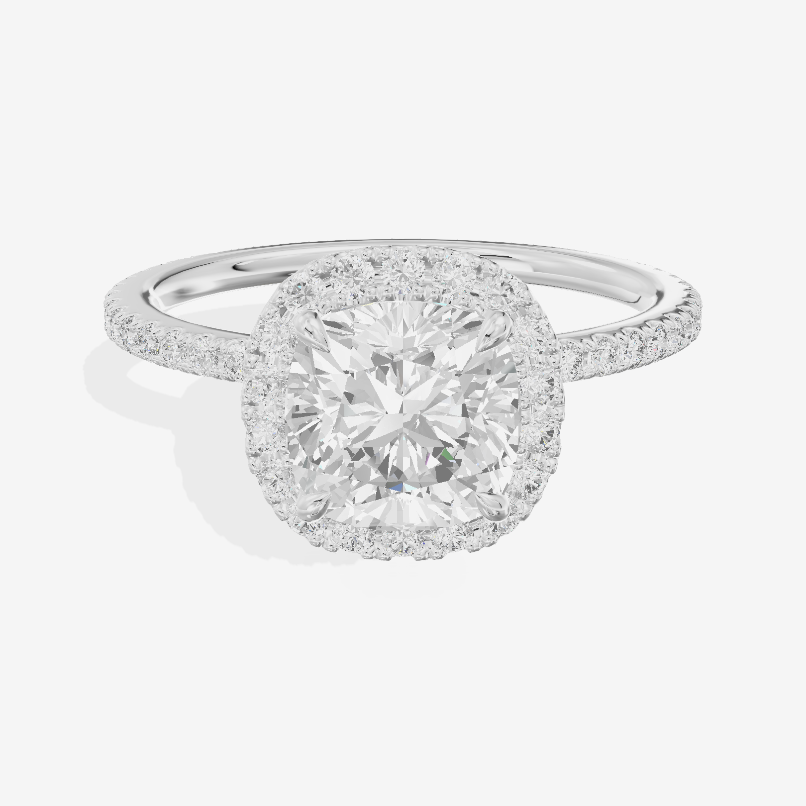 Selenia Cushion Hidden Halo Engagement Ring (1/6 ct. tw.) in 14K White Gold