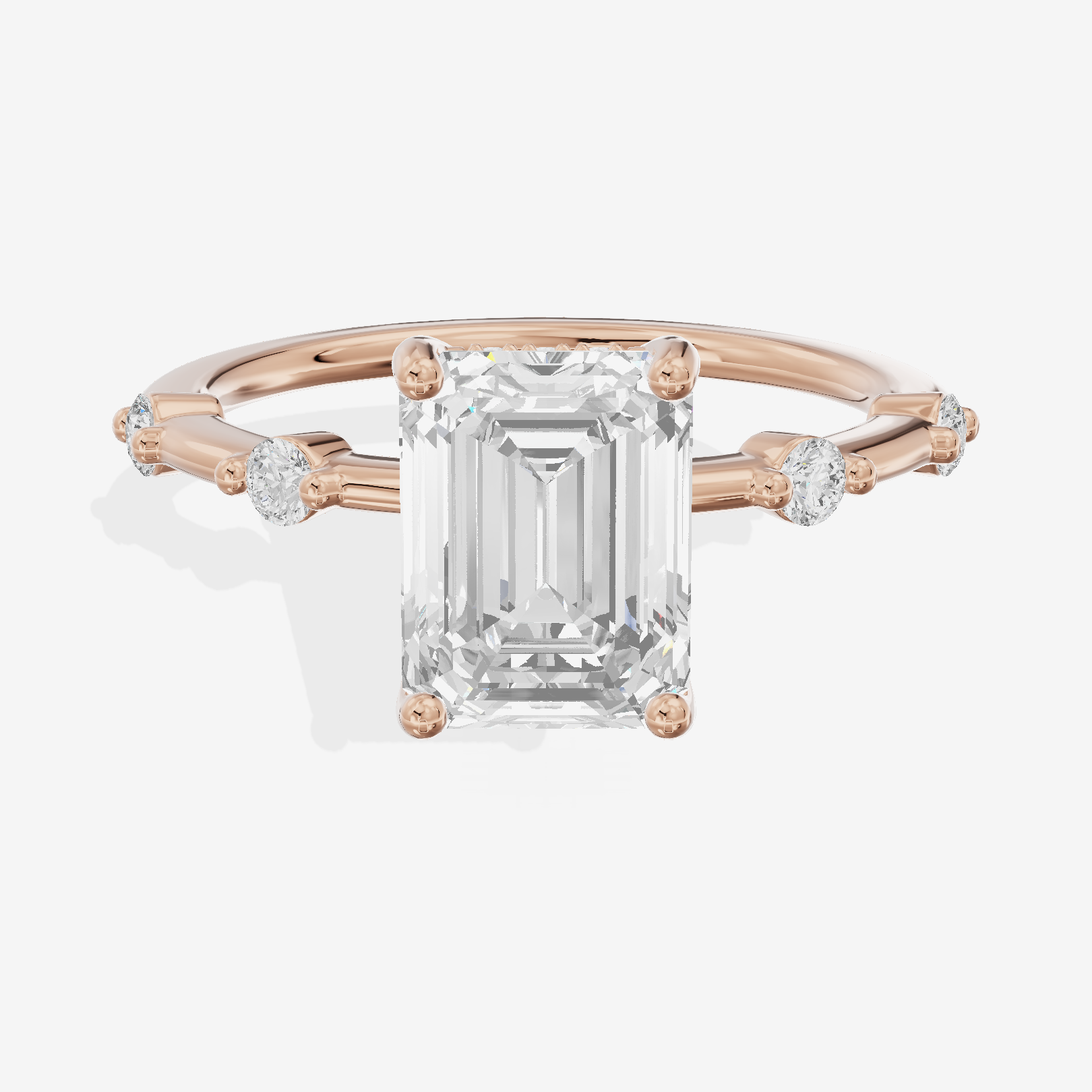 Mayrelle Hidden Halo Emerald Engagement Ring (1/5 ct. tw.) in 18K Rose Gold
