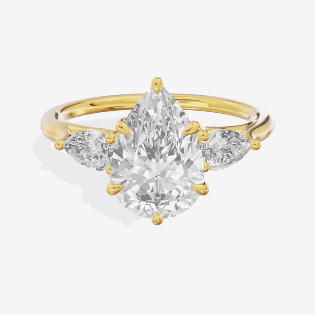 Luxe Sincere Three Stone Pear Engagement Ring (2/5 ct. tw.) in 18K Yellow Gold