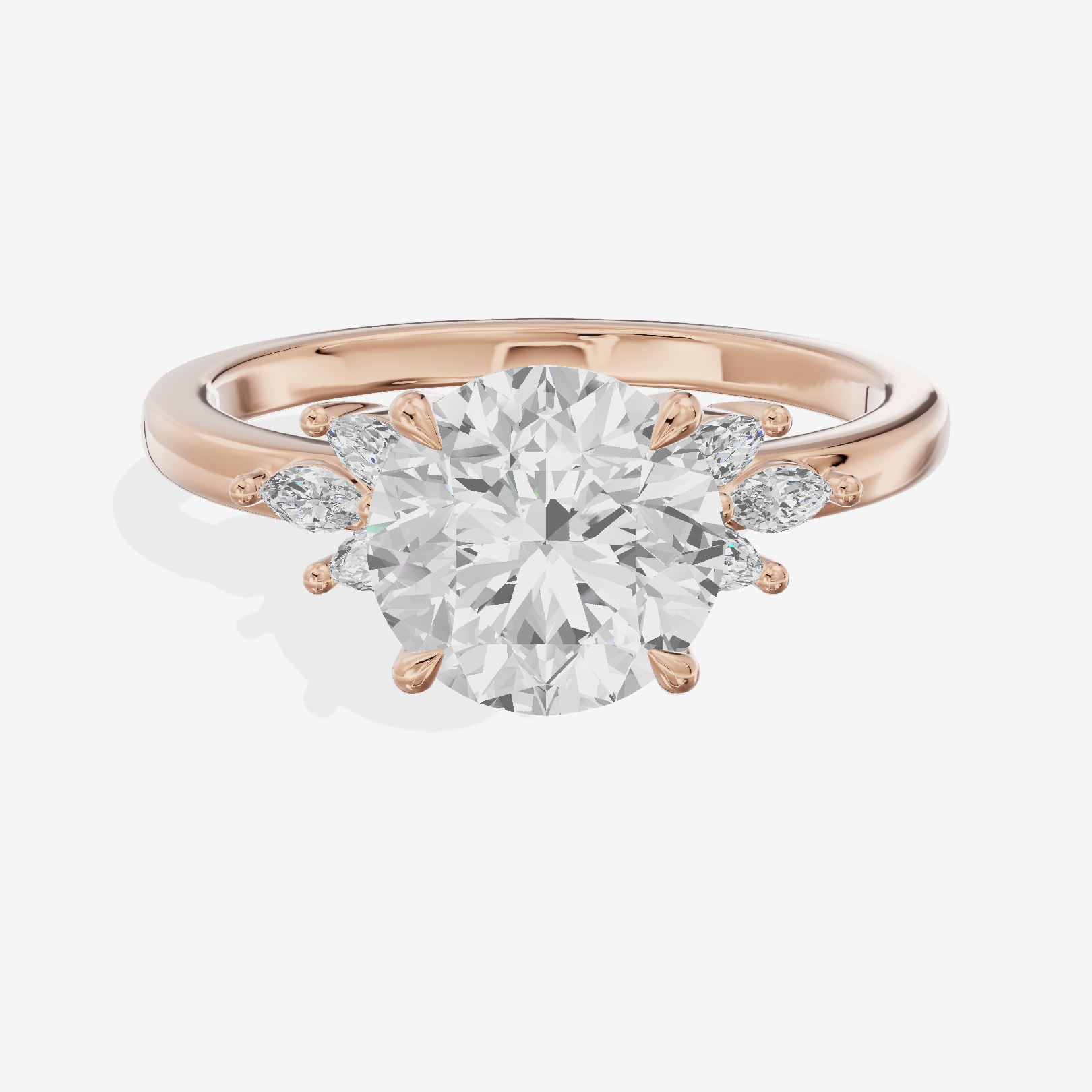 Modern Halcyon Round Engraved Engagement Ring (1/5 ct. tw.) in 18K Rose Gold