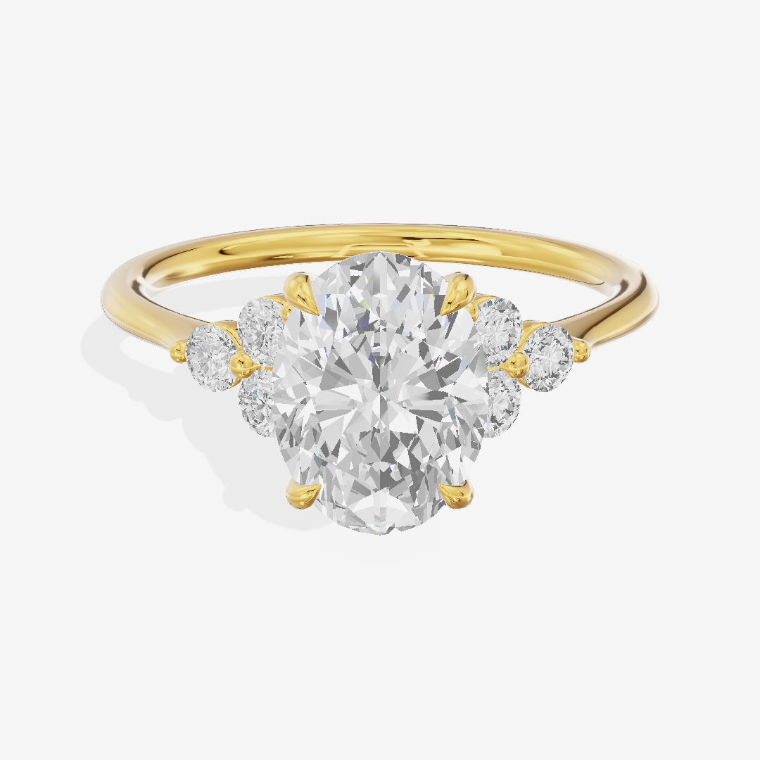 Luxe Trueheart Oval Engagement Ring with Side Stones (1/5 ct. tw.) in 18K Yellow Gold