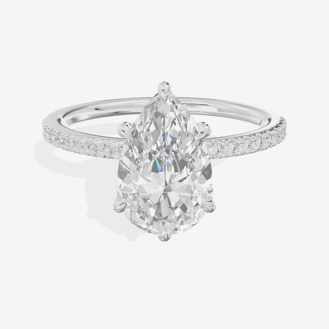 Tender Vowsae Pear Engagement Ring with Side Stones (1/8 ct. tw.) in 14K White Gold
