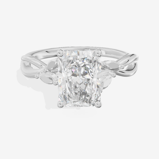 Modern Sincere Radiant Engagement Ring with Side Stones in 14K White Gold
