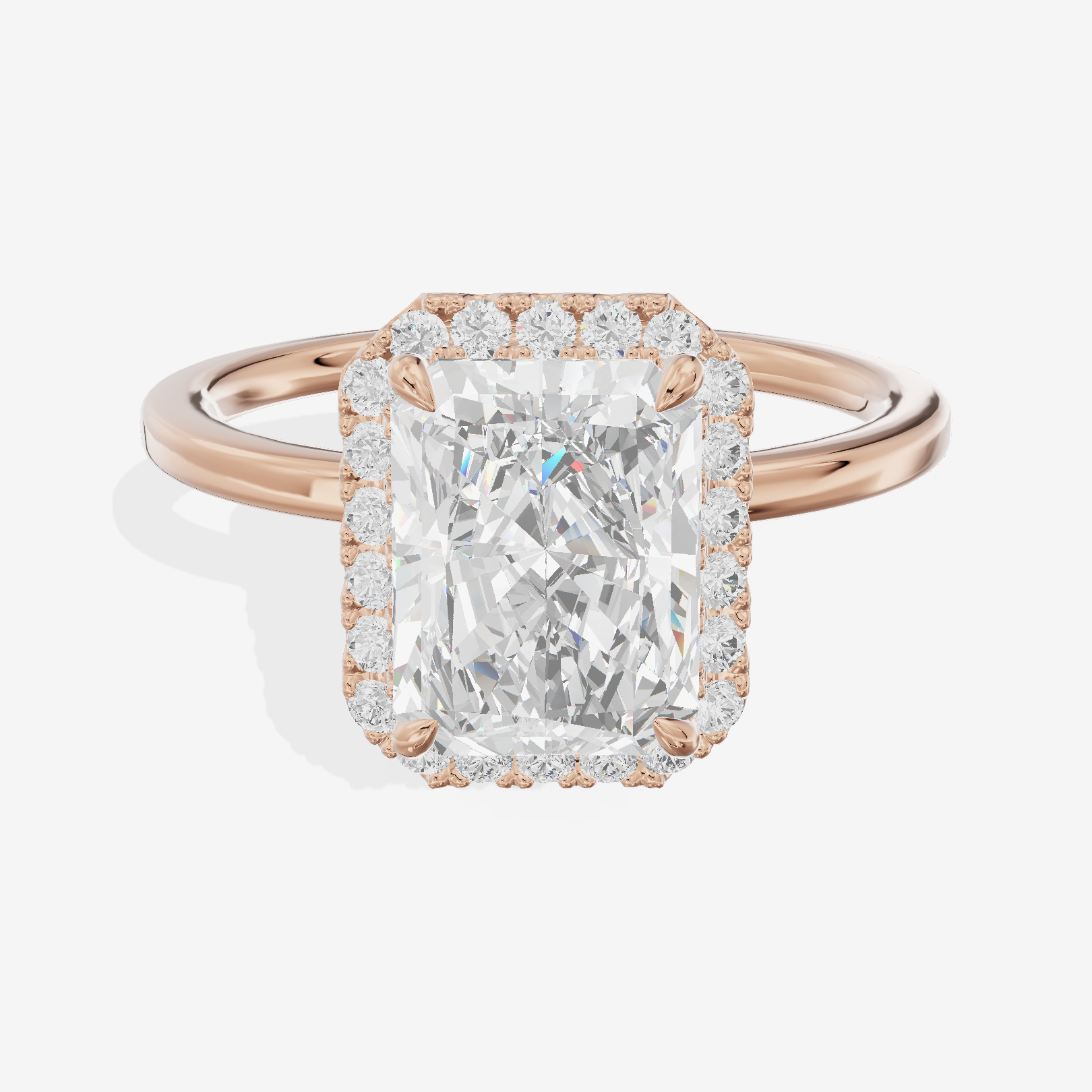 Lumina Halo Ring Radiant Engagement Ring (1/4 ct. tw.) in 18K Rose Gold