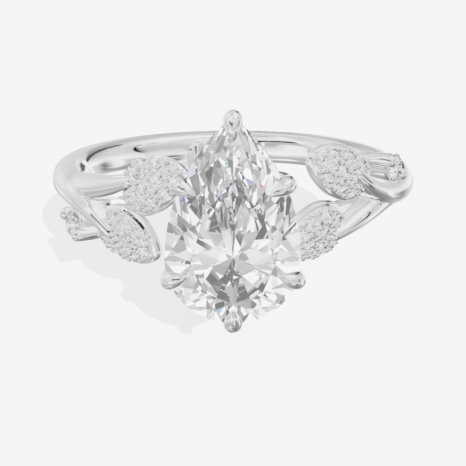 Grand Linger Pear Engagement Ring with Side Stones (1/10 ct. tw.) in Platinum