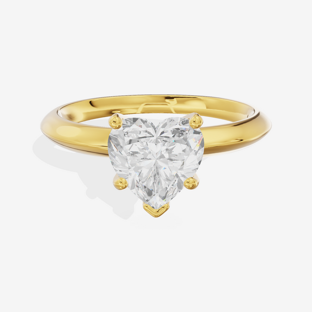 Classic Vowsae 2.5mm Heart Six-Prong Engagement Ring in 18K Yellow Gold