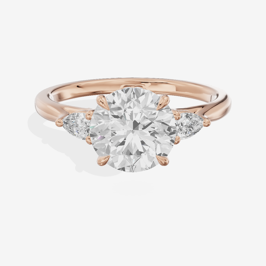 Aurea Three Stone Round Engagement Ring (1/4 ct. tw.) in 18K Rose Gold