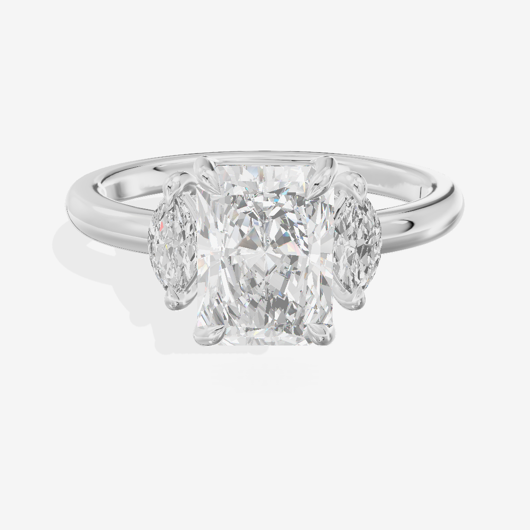 Selenia Three Stone Radiant Engagement Ring (1/2 ct. tw.) in 14K White Gold