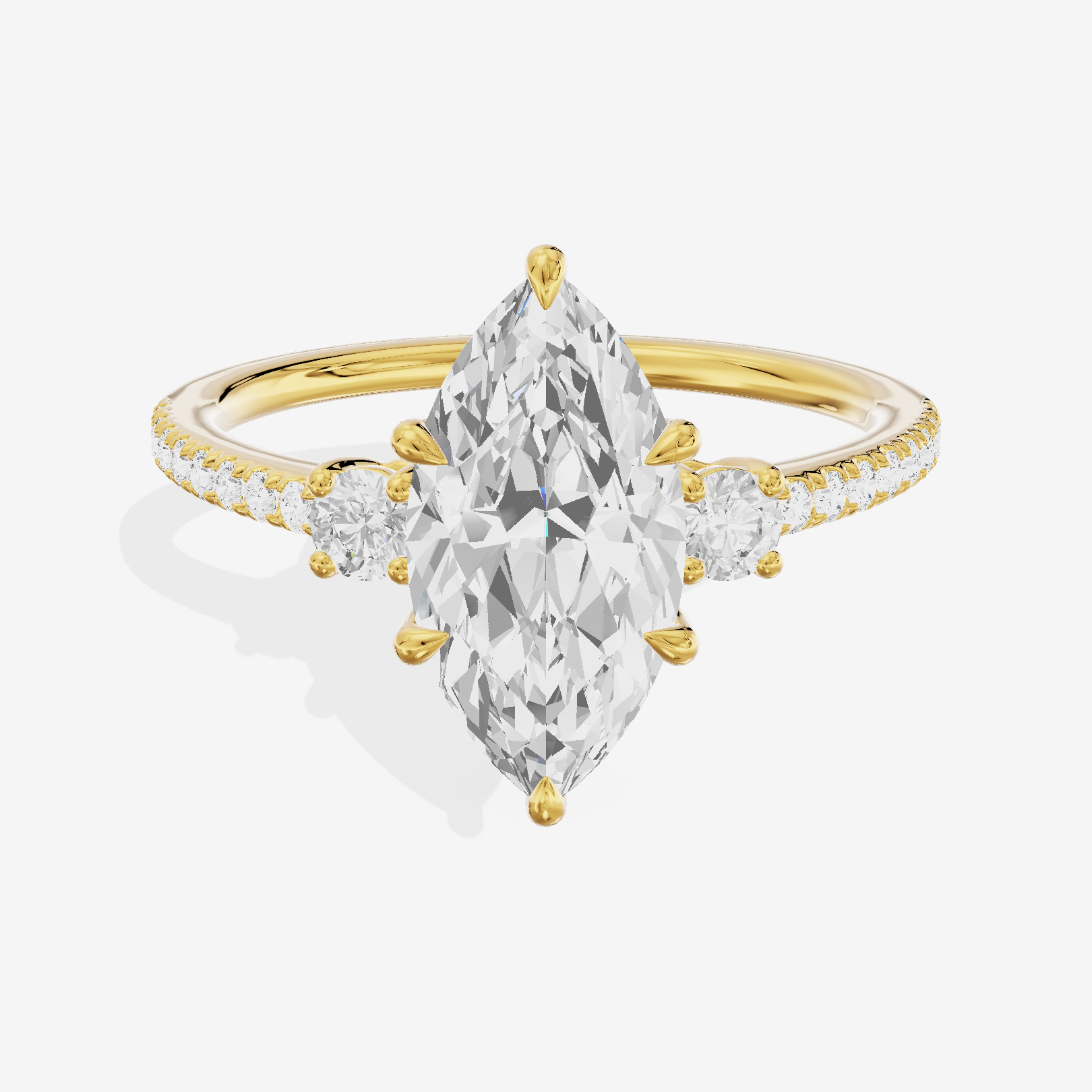 Mirth Three Stone Marquise Engagement Ring (1/4 ct. tw.) in 14K Yellow Gold