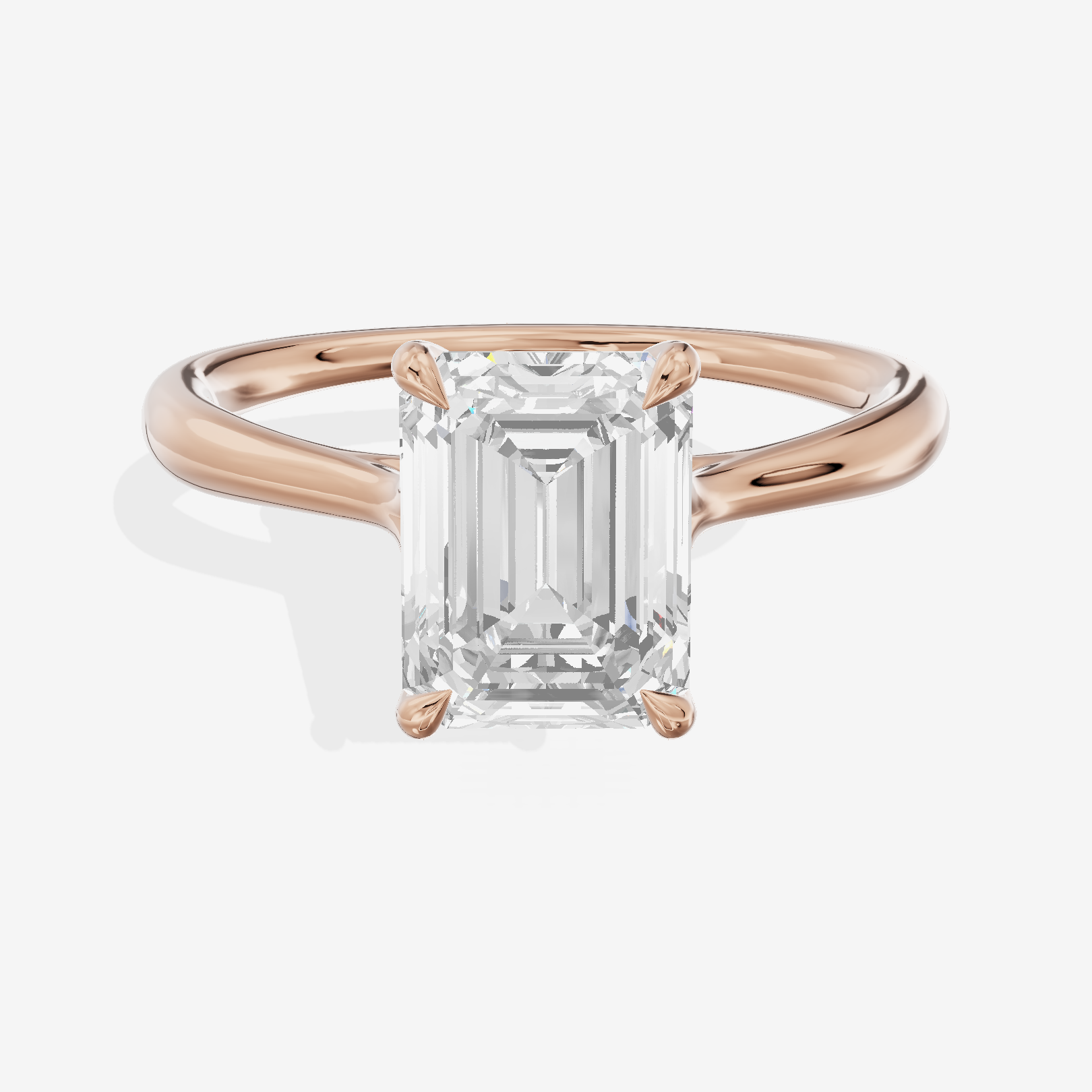Mayrelle 2mm Emerald Solitaire Engagement Ring in 14K Rose Gold