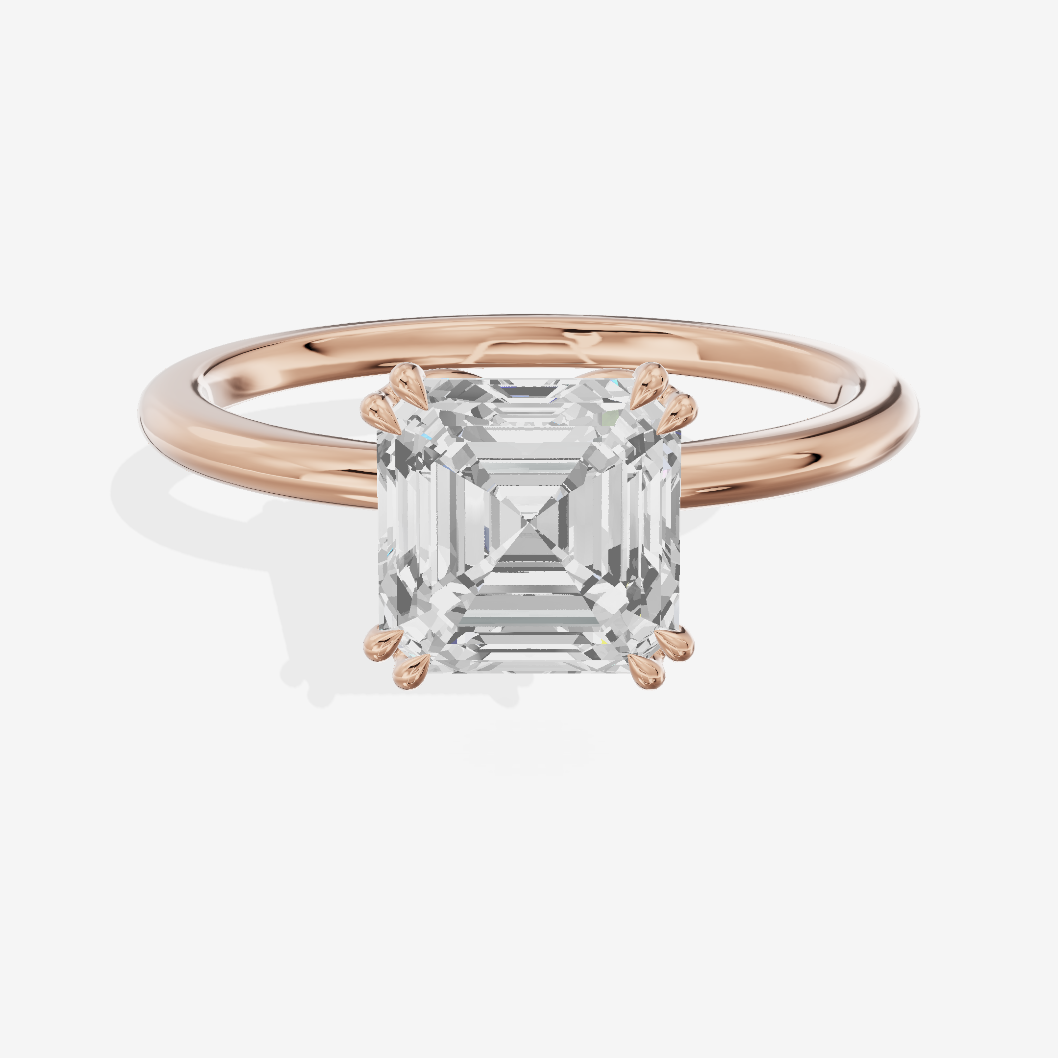 Promezza Solitaire 1.5mm Asscher Engagement Ring in 14K Rose Gold