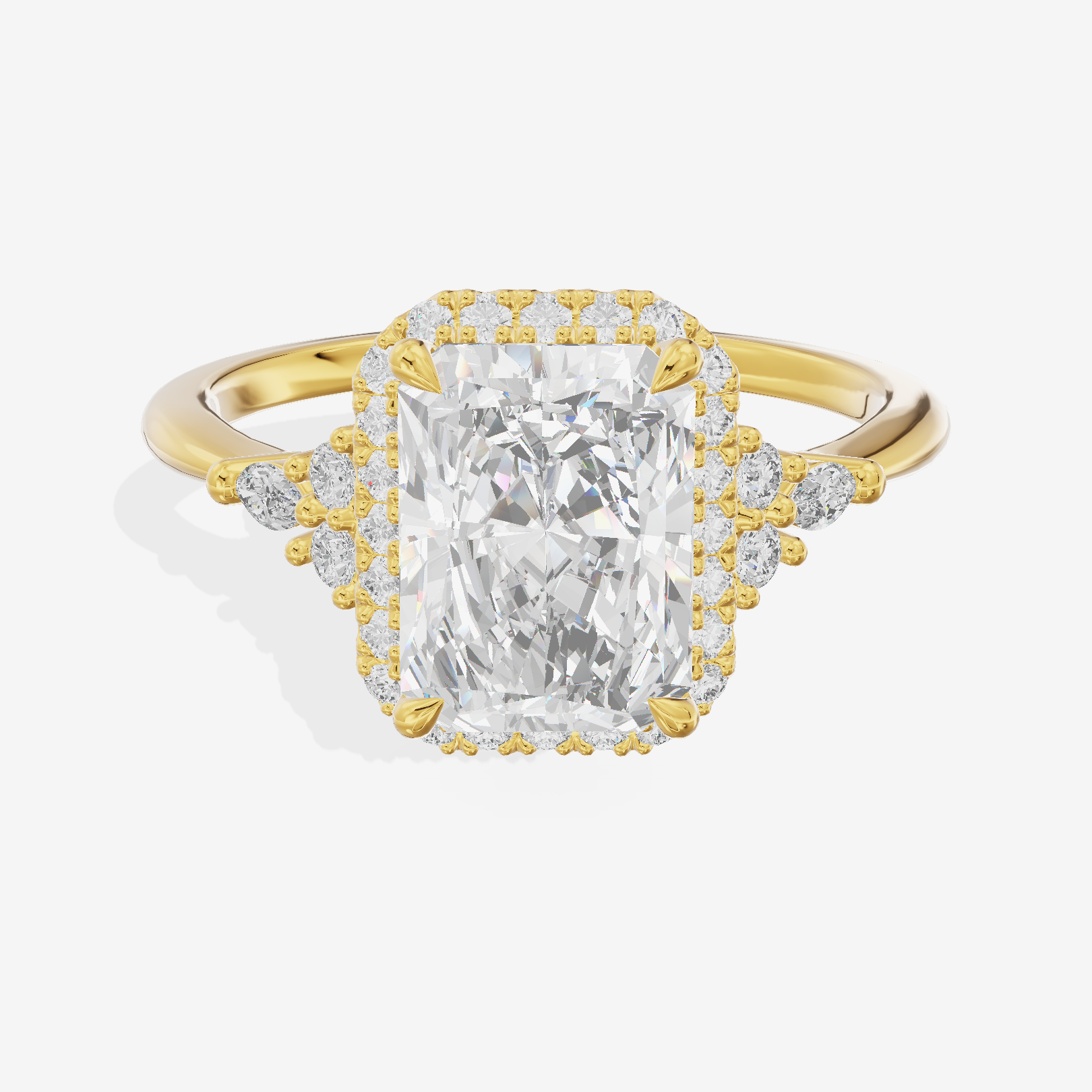 Clusta Halo Radiant Engagement Ring (1/2 ct. tw.) in 14K Yellow Gold