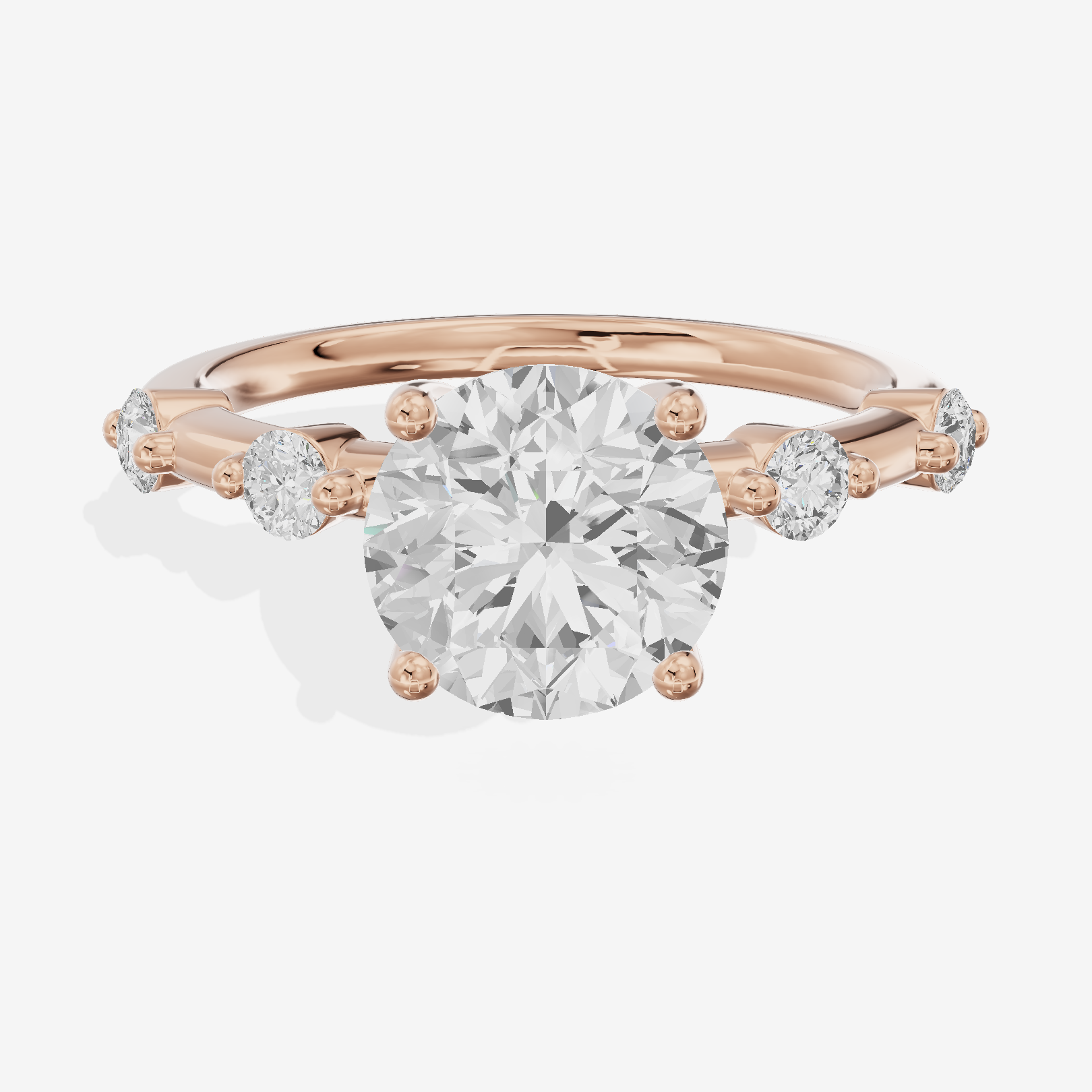 Petite Heartline Round Engagement Ring with Side Stones (1/5 ct. tw.) in 14K Rose Gold