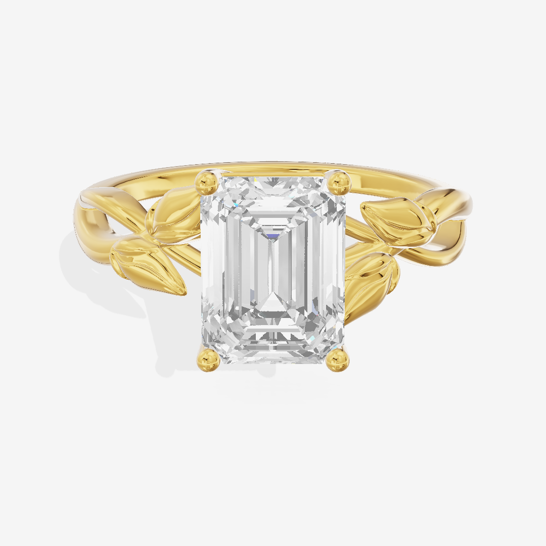 Sealed Vowsae 2.5mm Emerald Solitaire Engagement Ring in 18K Yellow Gold