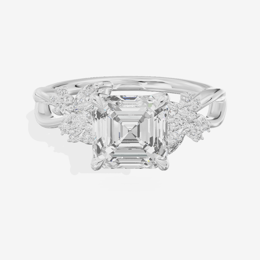 Classic Lightwoven Asscher Engagement Ring with Side Stones (1/4 ct. tw.) in 14K White Gold