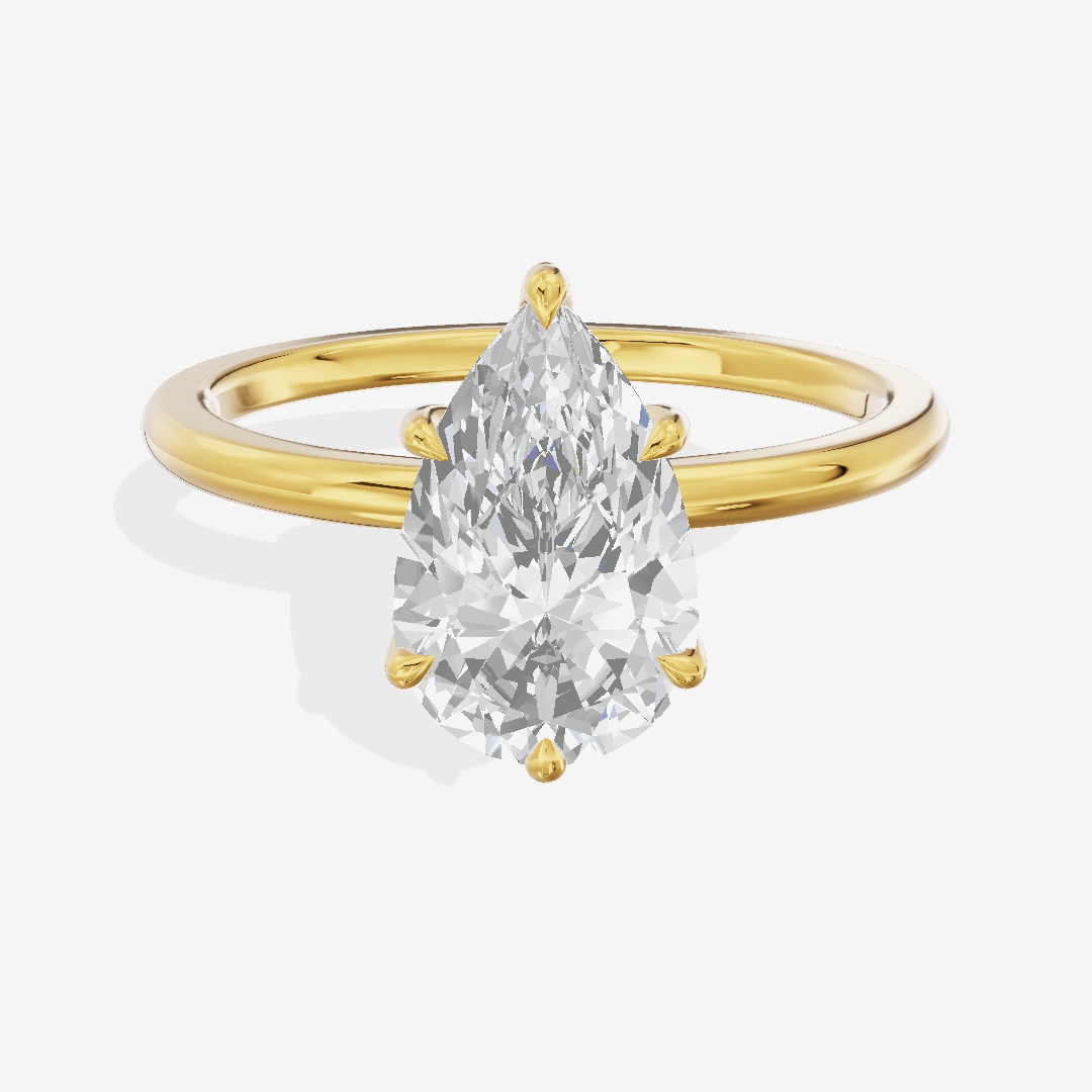 Sincere Cathedral 1.5mm Pear Six-Prong Engagement Ring in 18K Yellow Gold