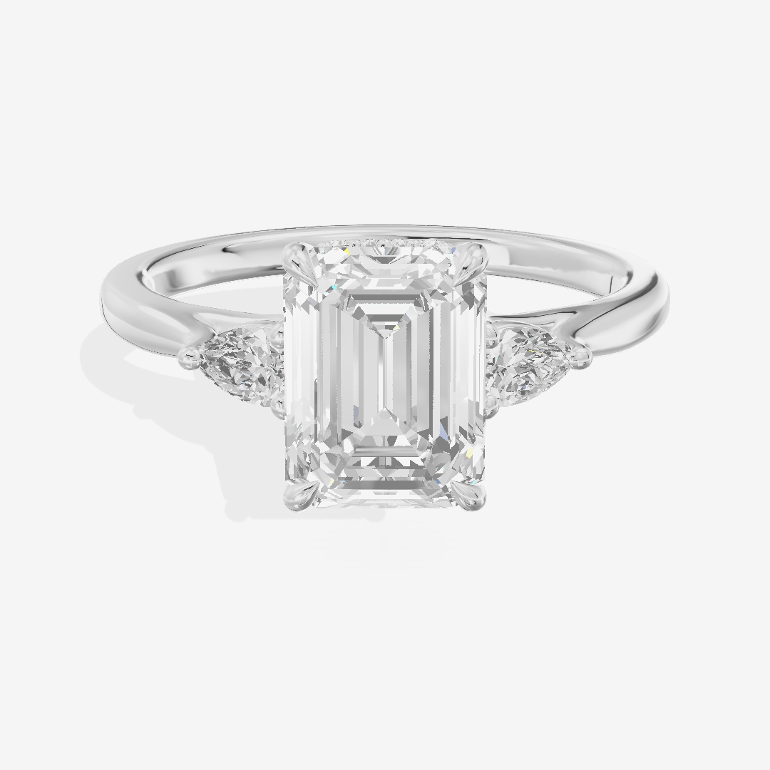 Aurea Three Stone Emerald Engagement Ring (1/4 ct. tw.) in 18K White Gold