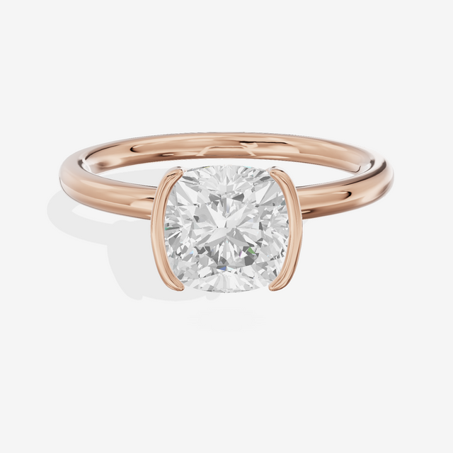 Sincere Bezel 1.8mm Cushion Solitaire Engagement Ring in 18K Rose Gold