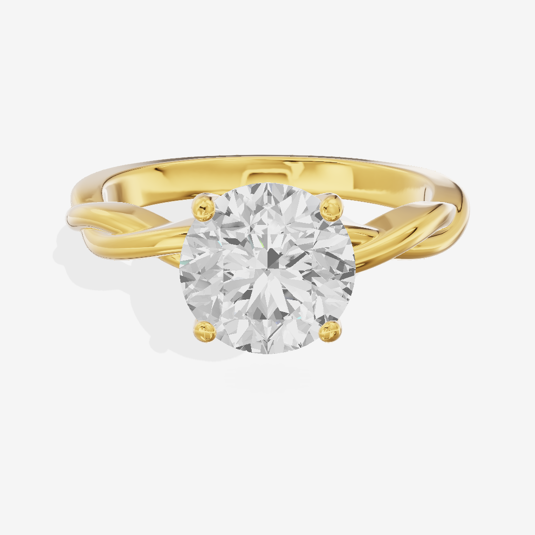 Twined Coeurine Round Twisted Engagement Ring in 18K Yellow Gold