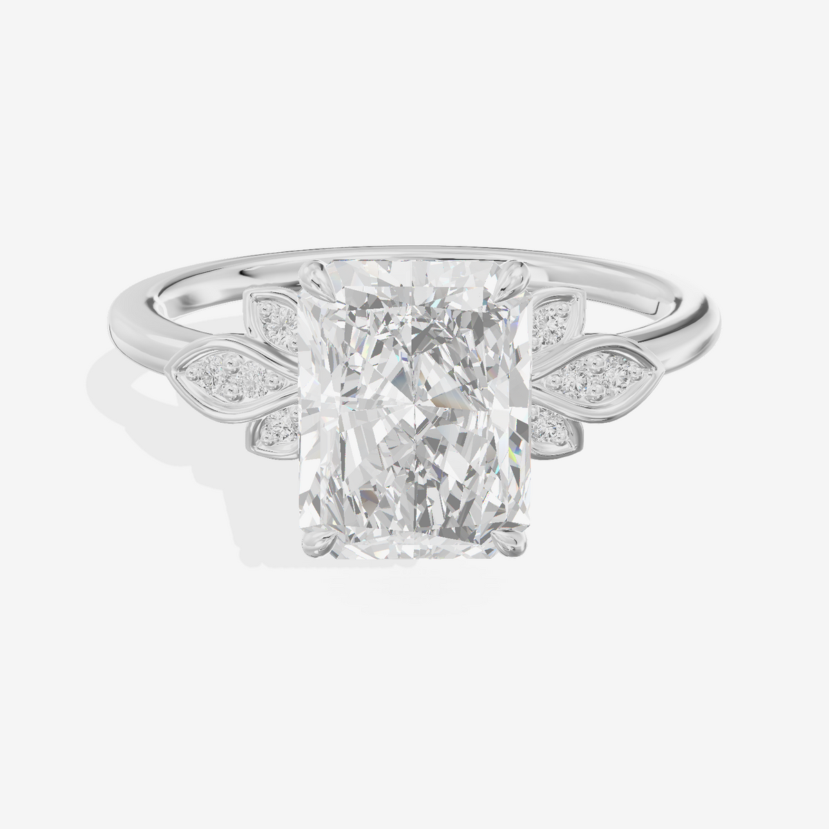 Trellise Radiant Engagement Ring with Side Stones (1/20 ct. tw.) in 14K White Gold