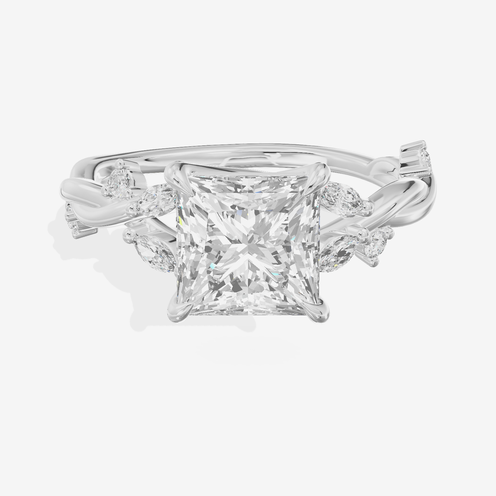 Twined Vowsae Princess Twisted Engagement Ring (1/6 ct. tw.) in 18K White Gold