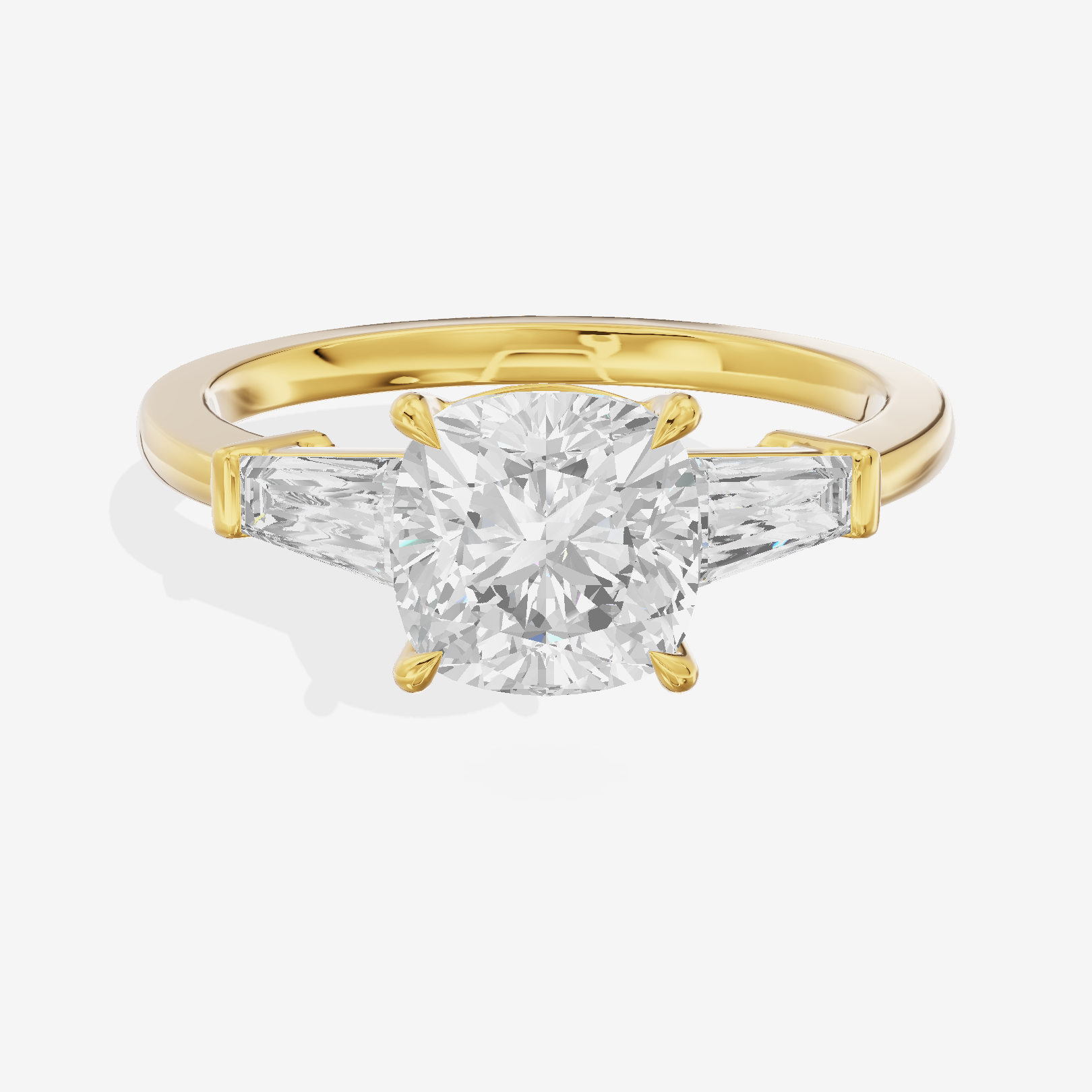 Vintage Coeurine Three Stone Cushion Engagement Ring (1/2 ct. tw.) in 18K Yellow Gold