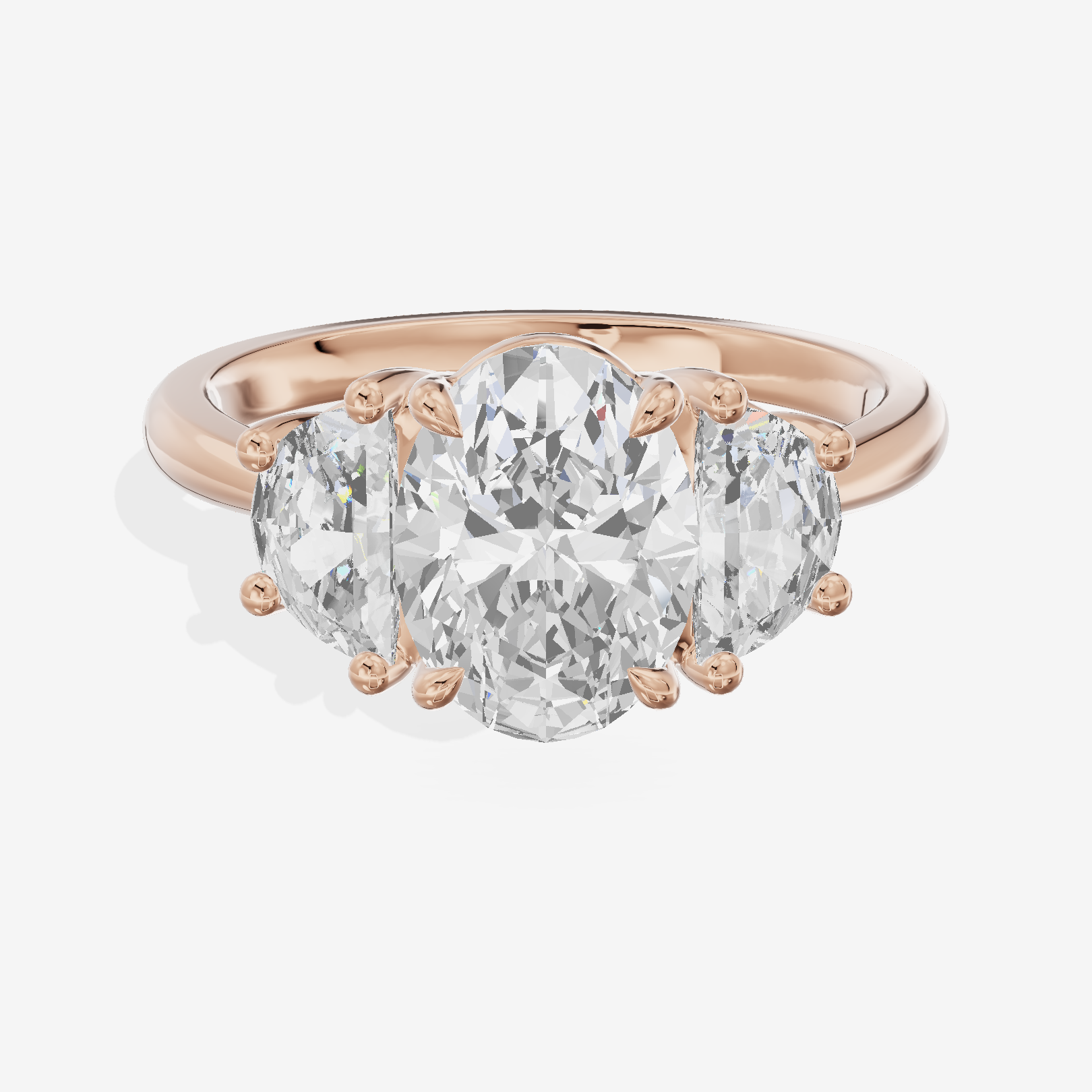Classic Liviana Oval Three Stone Engagement Ring (1/4 ct. tw.) in 14K Rose Gold