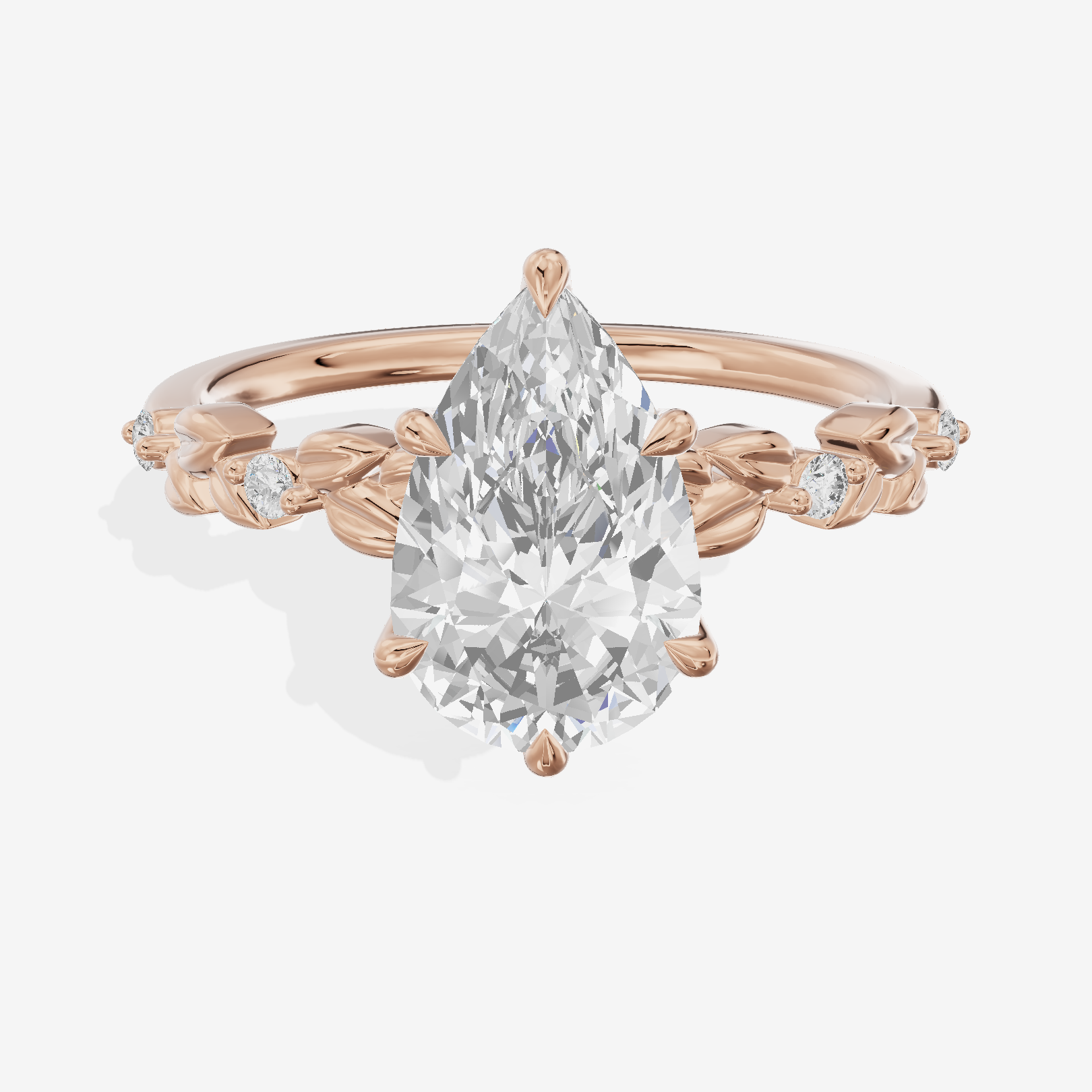 Modern Cherubine Pear Engagement Ring with Side Stones (1/4 ct. tw.) in 14K Rose Gold