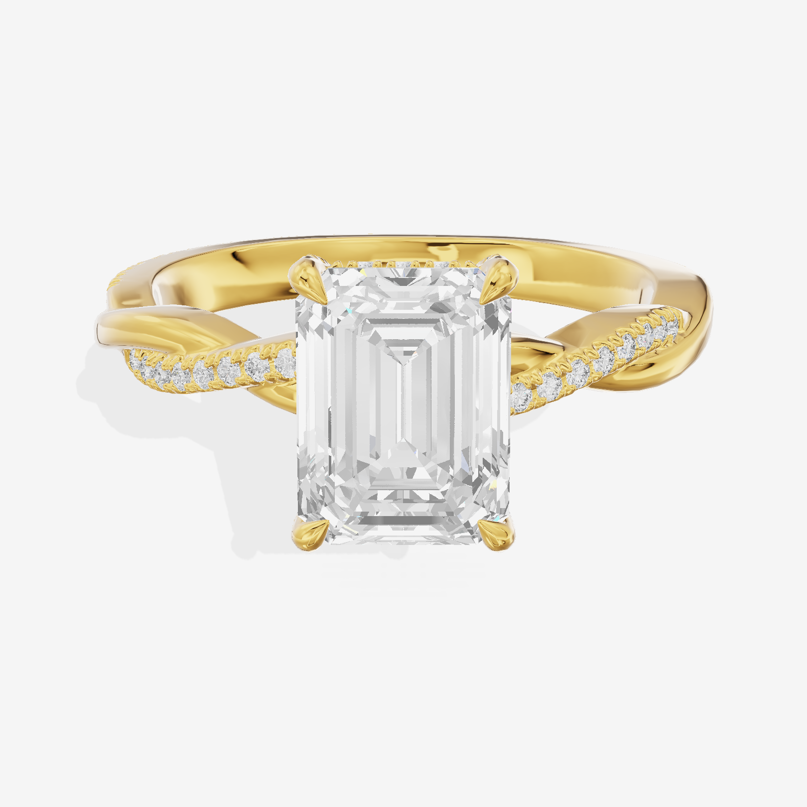 Petite Adorae Emerald Hidden Halo Engagement Ring (1/5 ct. tw.) in 14K Yellow Gold