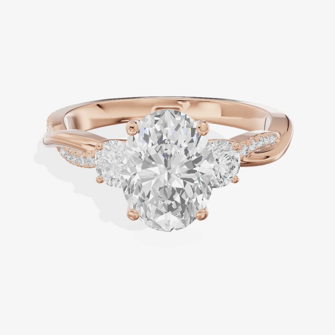 Petite Promezza Three Stone Oval Engagement Ring (2/5 ct. tw.) in 14K Rose Gold