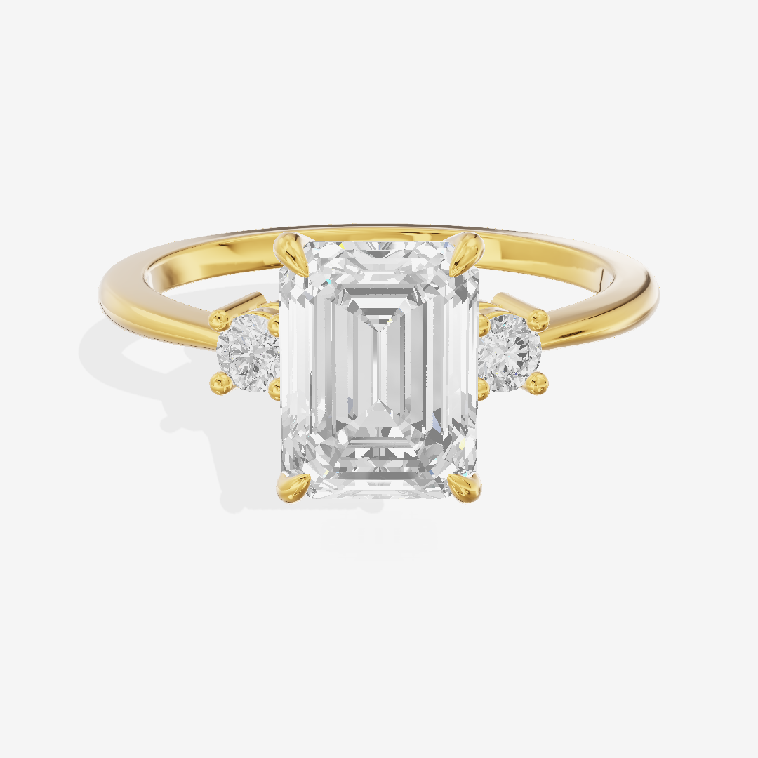 Eternal Aimora Emerald Three Stone Engagement Ring (1/10 ct. tw.) in 18K Yellow Gold