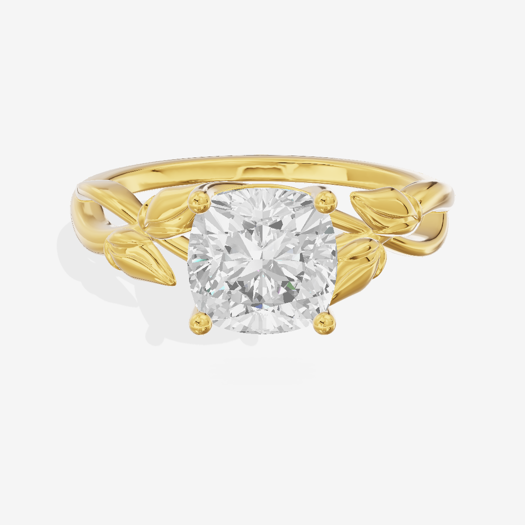 Sealed Vowsae 2.5mm Cushion Solitaire Engagement Ring in 18K Yellow Gold