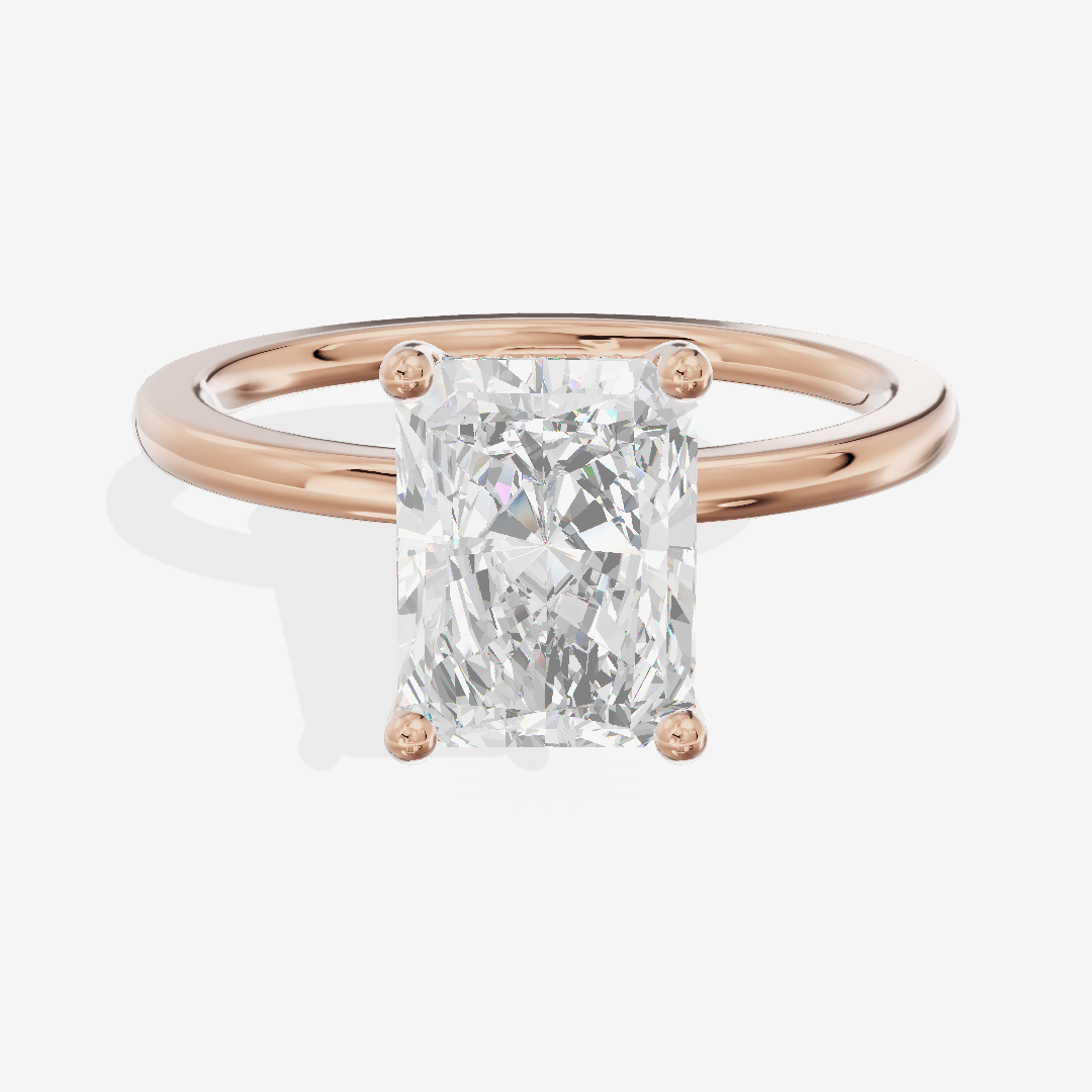 Vowsae Hidden Halo Radiant Engagement Ring (1/20 ct. tw.) in 14K Rose Gold