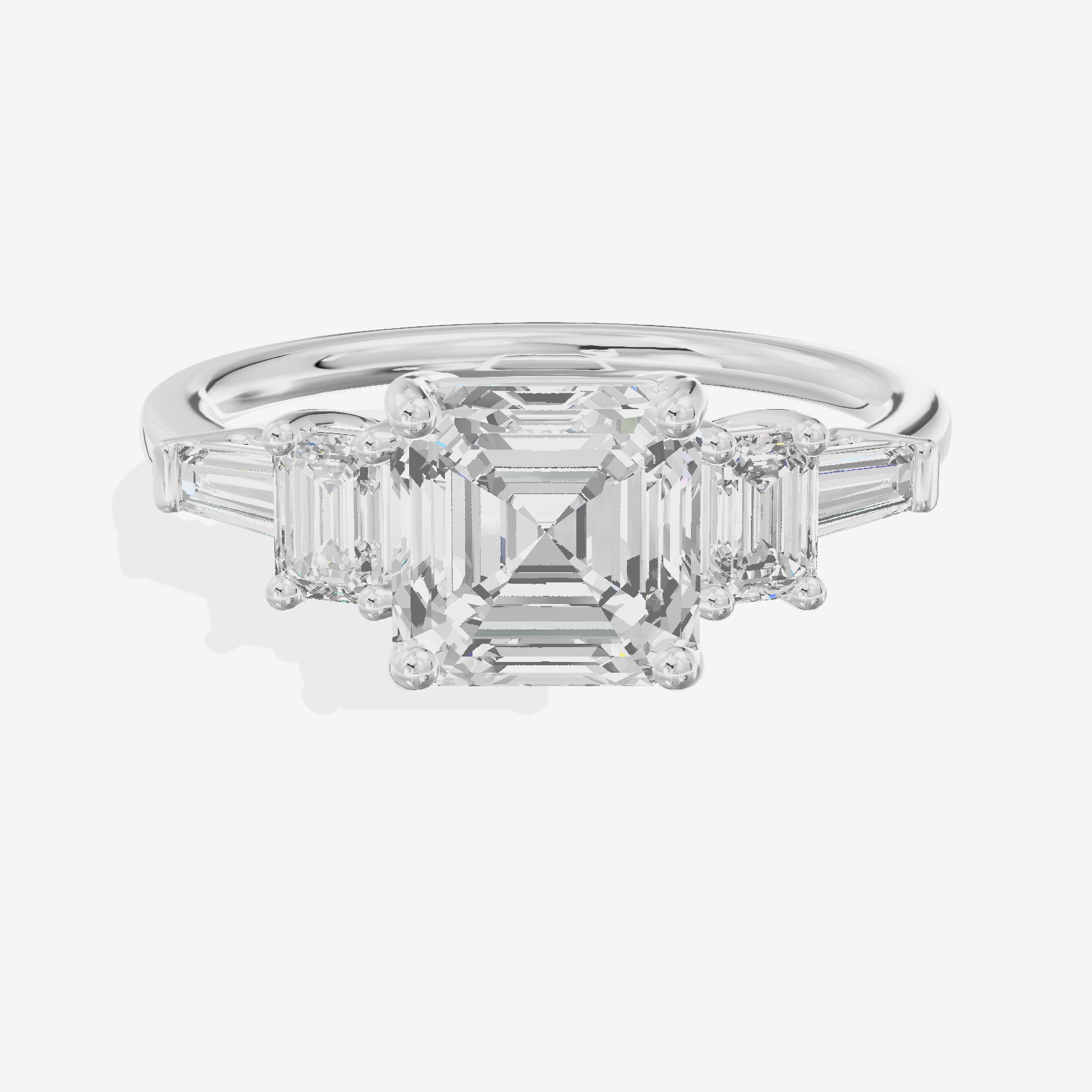 Vowsae Five Stone Asscher Engagement Ring (3/4 ct. tw.) in Platinum
