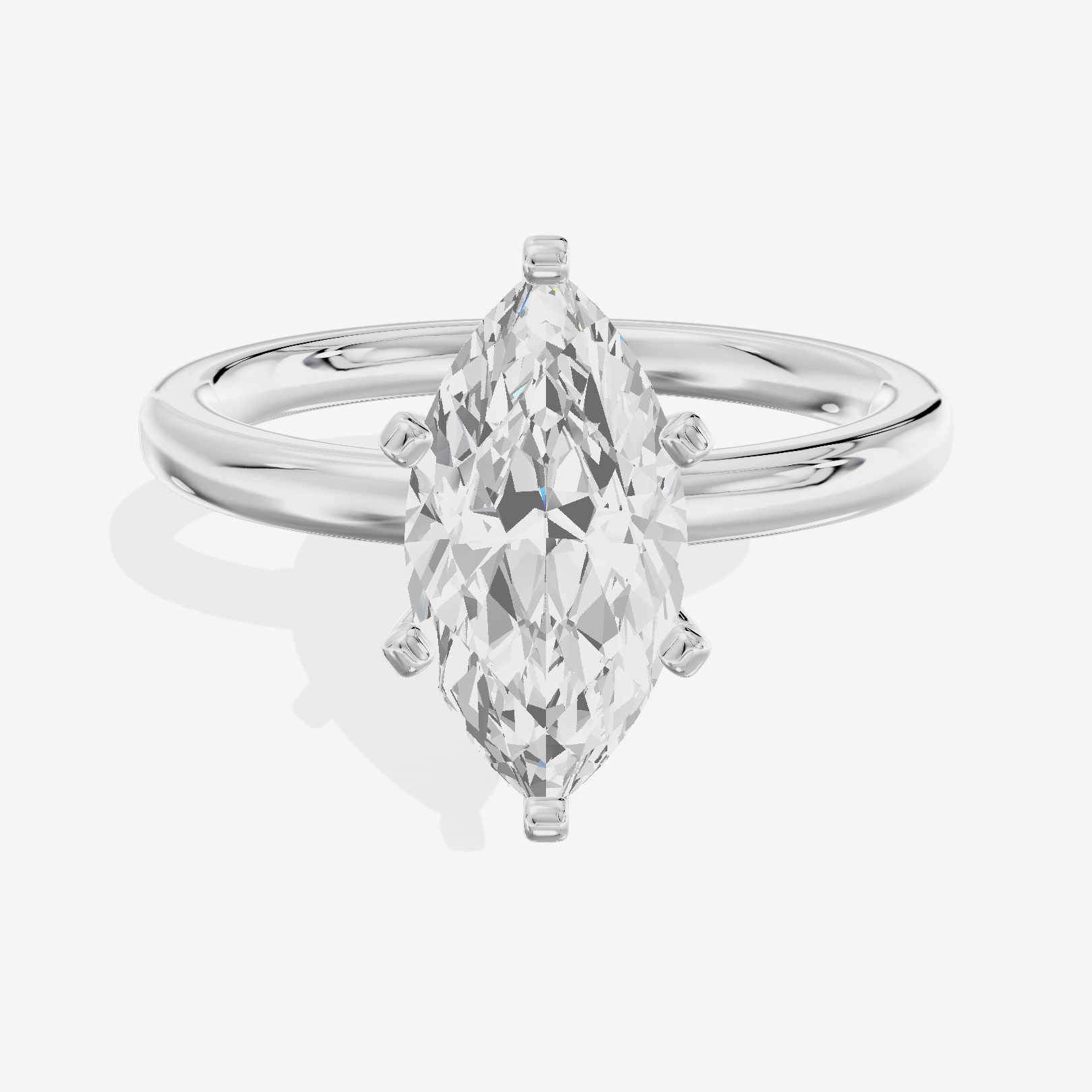 Sincere 2mm Marquise Solitaire Engagement Ring in Platinum