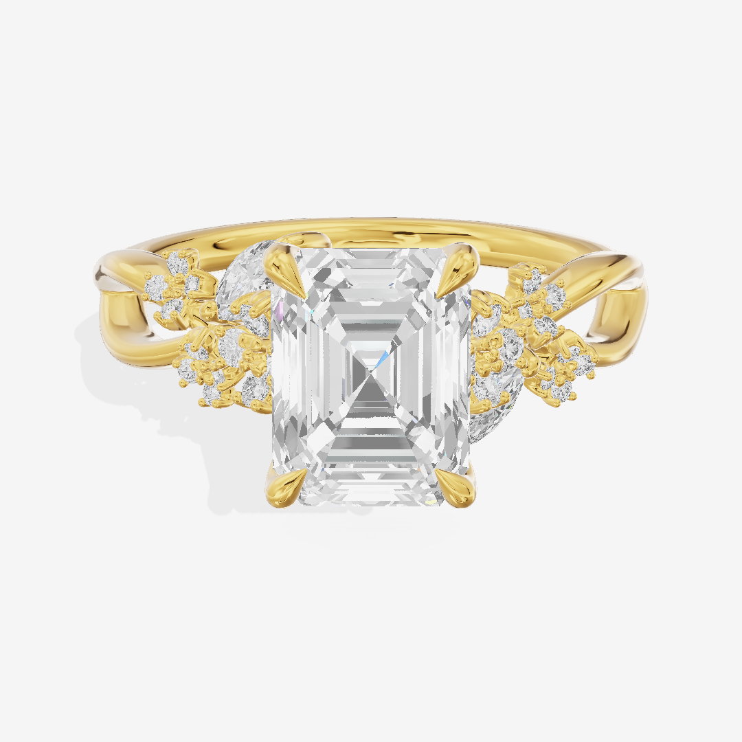 Classic Lightwoven Emerald Engagement Ring with Side Stones (1/4 ct. tw.) in 14K Yellow Gold