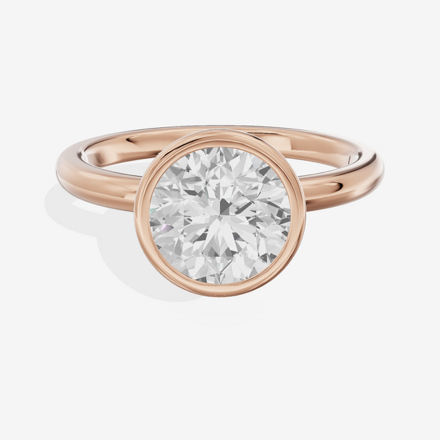 Tensare Bezel 2mm Round Solitaire Engagement Ring in 14K Rose Gold