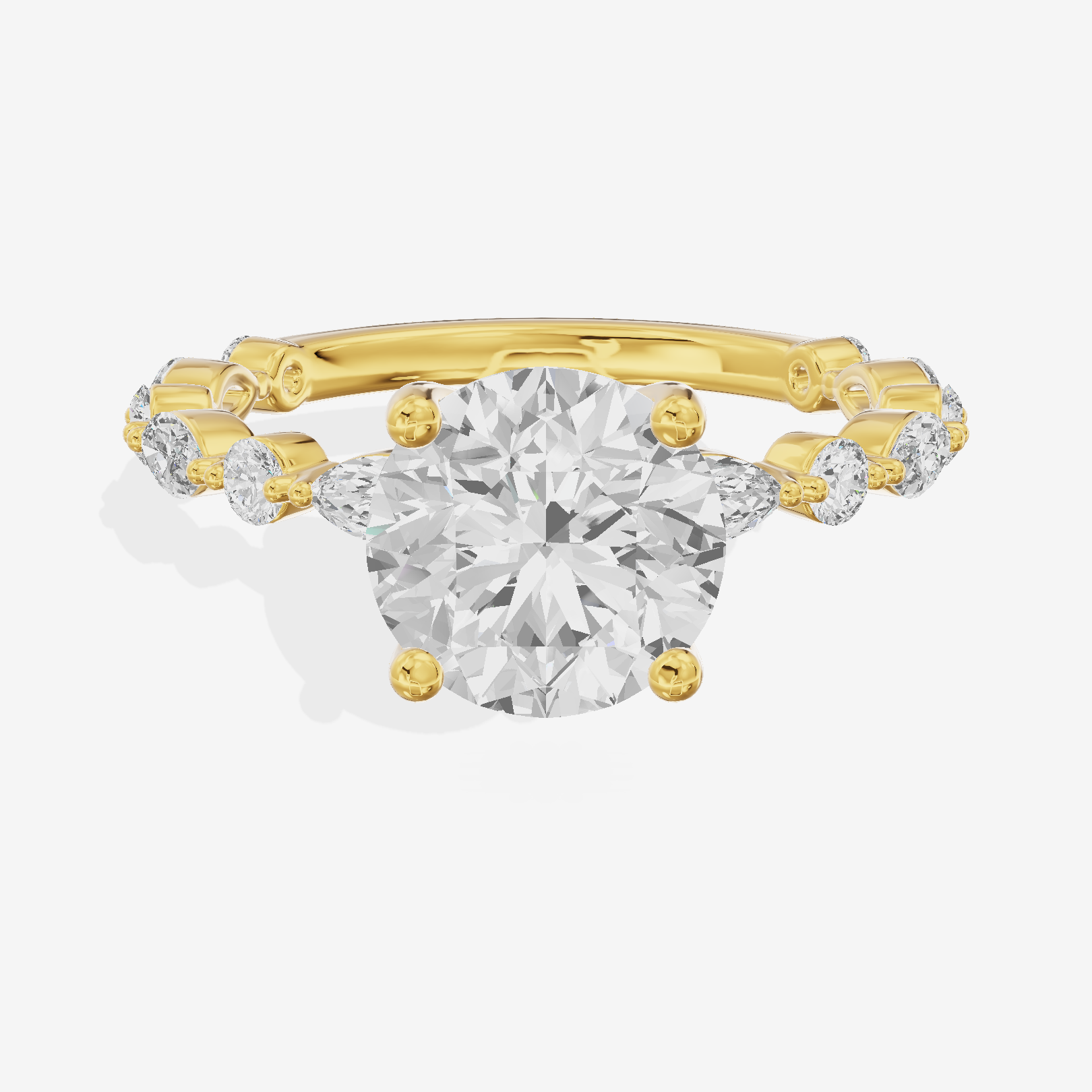 Solea Cathedral 2mm Round Engagement Ring with Side Stones (1/2 ct. tw.) in 14K Yellow Gold