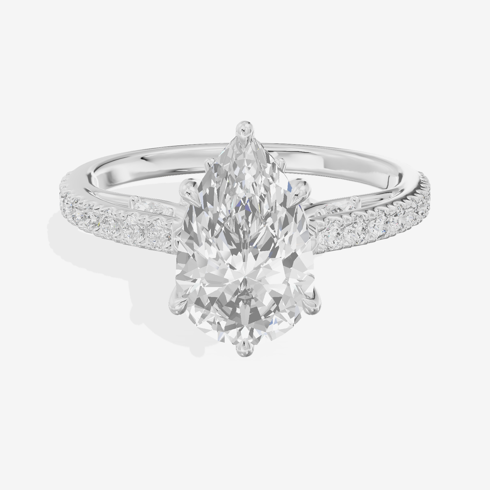 Twine Cathedral 1.8mm Pear Solitaire Engagement Ring (1/2 ct. tw.) in 18K White Gold