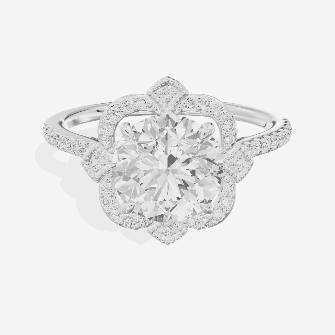 Selenia Halo Round Engagement Ring (1/6 ct. tw.) in 18K White Gold