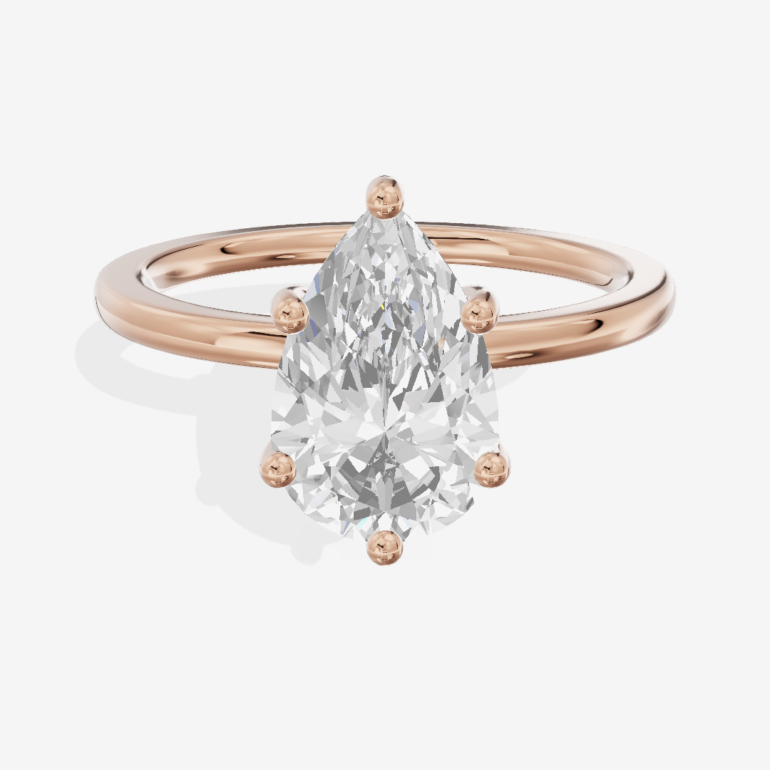 Grand Reverya Pear Hidden Halo Engagement Ring (1/20 ct. tw.) in 14K Rose Gold