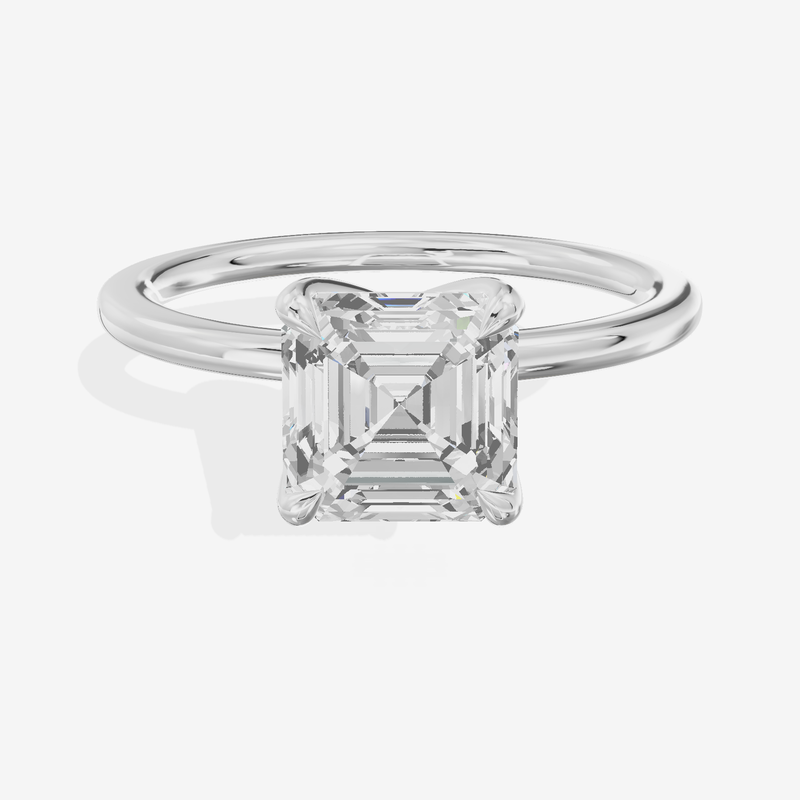 Petite Selenia 1.5mm Asscher Solitaire Engagement Ring in 14K White Gold